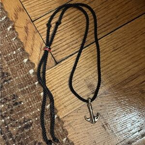 Clare V. Nautical Anchor Pendant Rope Necklace - Black and Gold